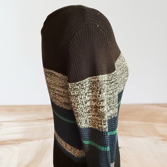 Ronni Nicole Sweater Midi Dress NEW Sz XL Black Gray Teal Stripe Ribbed Knit - Picture 6 of 10